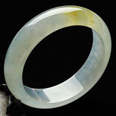 冰种淡黄翡缅甸翡翠A货手镯（58.3mm）