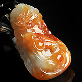 冰种红黄翡缅甸翡翠A货龙马精神挂件