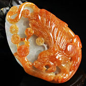 糯冰种红黄翡缅甸翡翠A货虎虎生威挂件