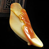 细糯种红黄翡缅甸翡翠A货龙牙挂件