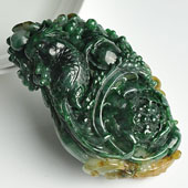 糯冰种三彩缅甸翡翠A货花开富贵挂件