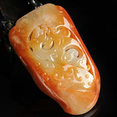 糯冰种红黄翡缅甸翡翠A货府中有龙挂件