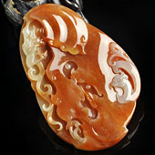 糯冰种红黄翡缅甸翡翠A货龙凤呈祥挂件