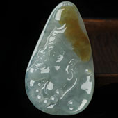 冰种飘黄翡缅甸翡翠A货济公挂件