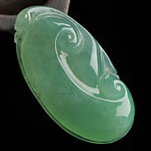 冰种绿晴水缅甸翡翠A货如意挂件