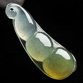 冰种黄翡缅甸翡翠A货豆子挂件