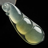 冰种黄翡缅甸翡翠A货豆子挂件