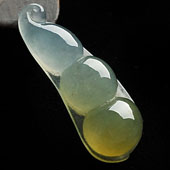 冰种黄翡缅甸翡翠A货豆子挂件