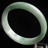 糯冰种飘翠缅甸翡翠A货手镯（56.2mm）