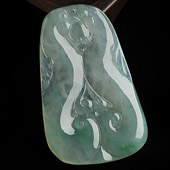 冰种飘翠缅甸翡翠A货双凤挂件