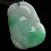 糯冰种翠色缅甸翡翠A货如意挂件