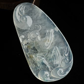 冰玻种略飘花缅甸翡翠A货鸳鸯挂件