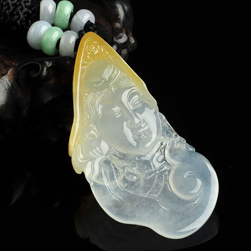 冰种黄翡缅甸翡翠A货豆蔻年华挂件