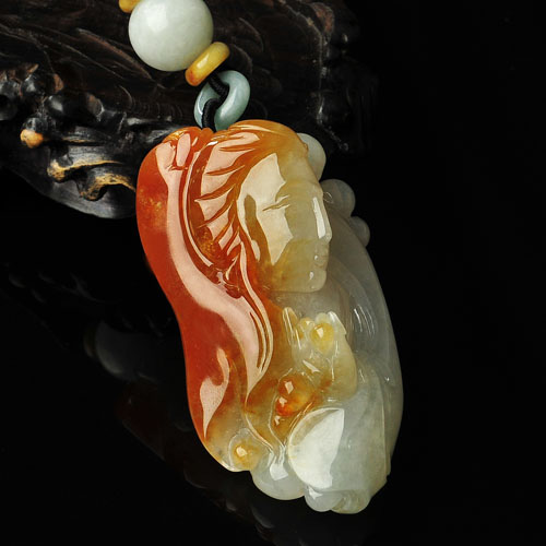 糯冰种红黄翡缅甸翡翠A货花样年华挂件
