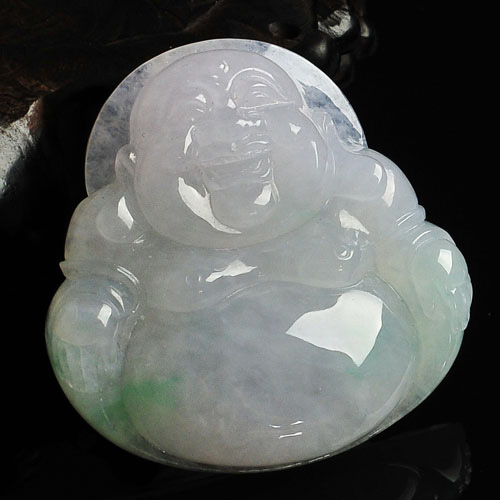 糯冰种春带彩缅甸翡翠A货玉佛挂件