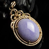 糯冰种紫罗兰缅甸翡翠A货镶玫瑰金胸坠（真钻）