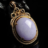 糯冰种紫罗兰缅甸翡翠A货镶玫瑰金胸坠（真钻）