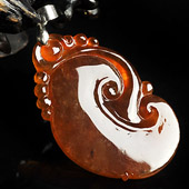 冰种褐红翡缅甸翡翠A货如意挂件