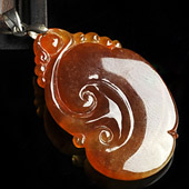 冰种褐红翡缅甸翡翠A货如意挂件