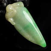 糯冰种黄加绿缅甸翡翠A货福瓜挂件