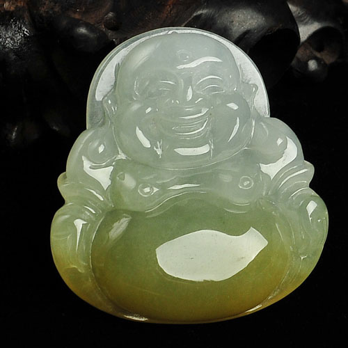 冰种黄翡缅甸翡翠A货玉佛挂件