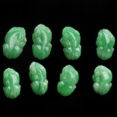 糯冰种翠色缅甸翡翠A货貔貅戒面（单价）