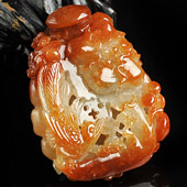 糯冰种红黄翡缅甸翡翠A货花开富贵挂件