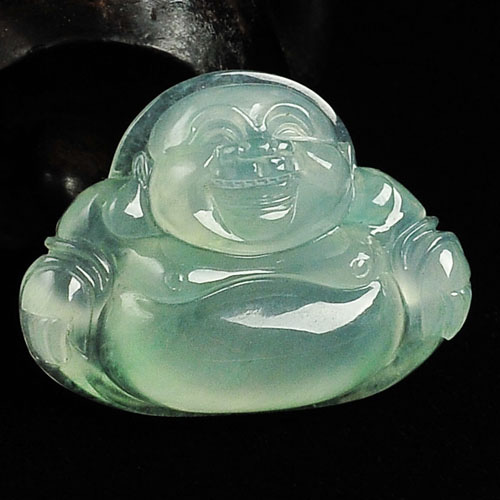 冰种绿晴水缅甸翡翠A货玉佛挂件
