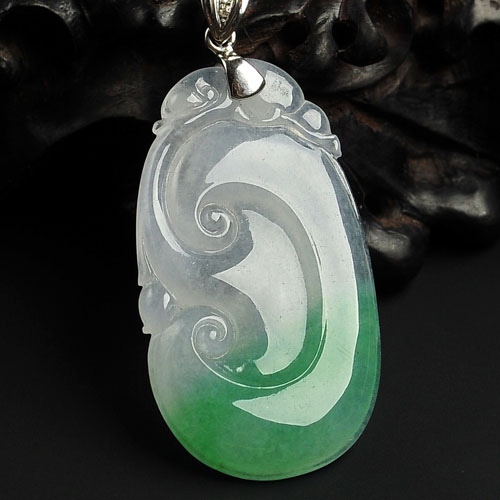 冰种飘翠缅甸翡翠A货如意挂件