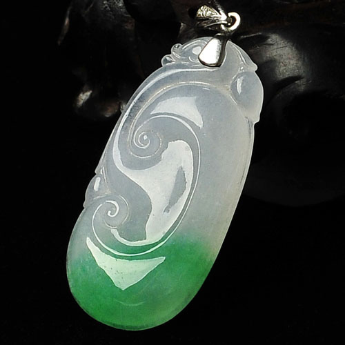 冰种飘翠缅甸翡翠A货如意挂件