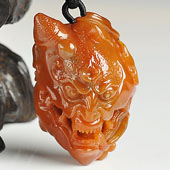 糯冰种红翡缅甸翡翠A货独角兽挂件