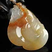 冰种红黄翡缅甸翡翠A货龙头如意挂件