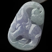 冰种紫罗兰缅甸翡翠A货象如意挂件