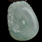 冰种略飘花缅甸翡翠A货如意挂件