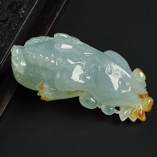 冰种晴水黄翡缅甸翡翠A货貔貅挂件