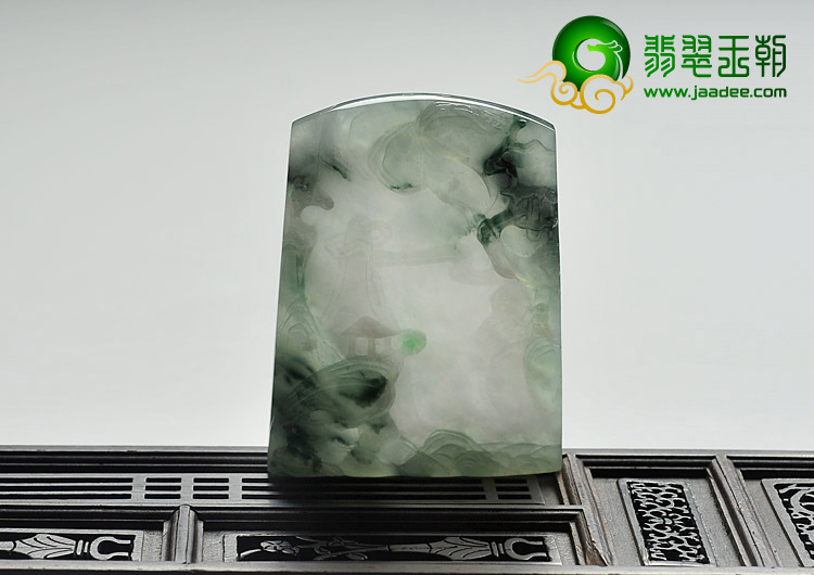 冰种飘花缅甸翡翠A货江山多娇挂件