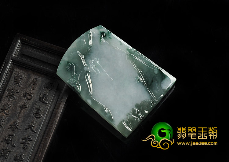 冰种飘花缅甸翡翠A货江山多娇挂件
