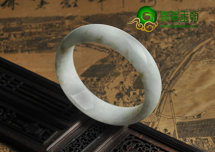 糯冰种飘翠缅甸翡翠A货手镯（57.8mm）