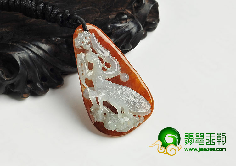 冰种褐红翡缅甸翡翠A货螳螂挂件