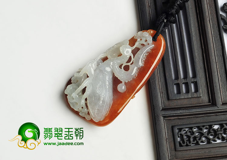 冰种褐红翡缅甸翡翠A货螳螂挂件