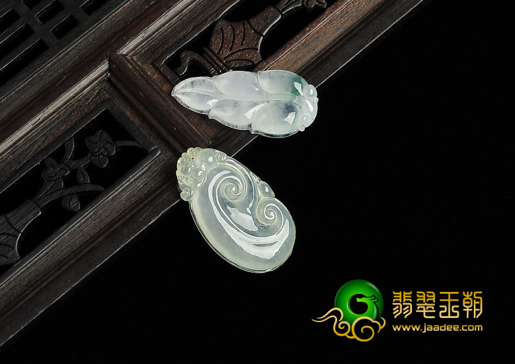 冰种晴水略飘花缅甸翡翠A货叶子/如意挂件（一批走）