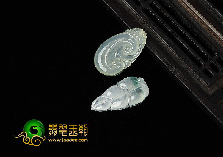 冰种晴水略飘花缅甸翡翠A货叶子/如意挂件（一批走）