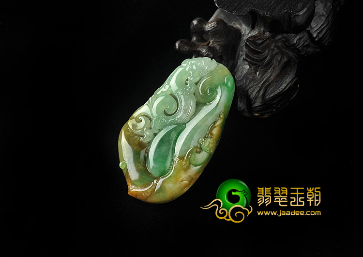 糯冰种黄加绿缅甸翡翠A货龙行如意挂件