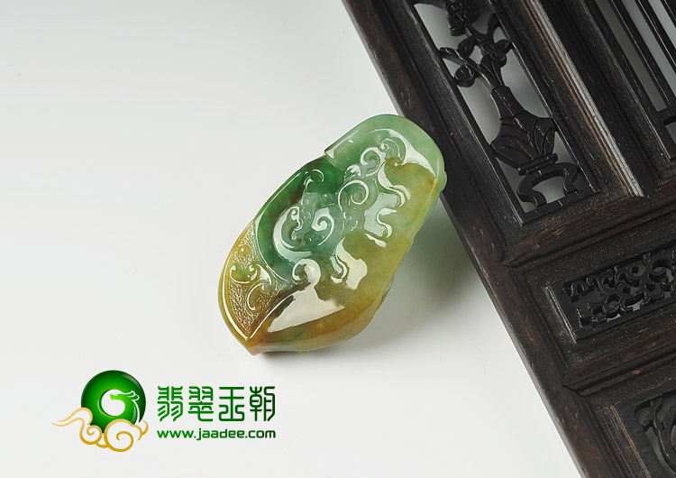 糯冰种黄加绿缅甸翡翠A货龙行如意挂件