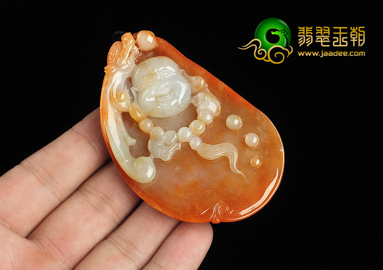 糯冰种红黄翡缅甸翡翠A货玉佛挂件