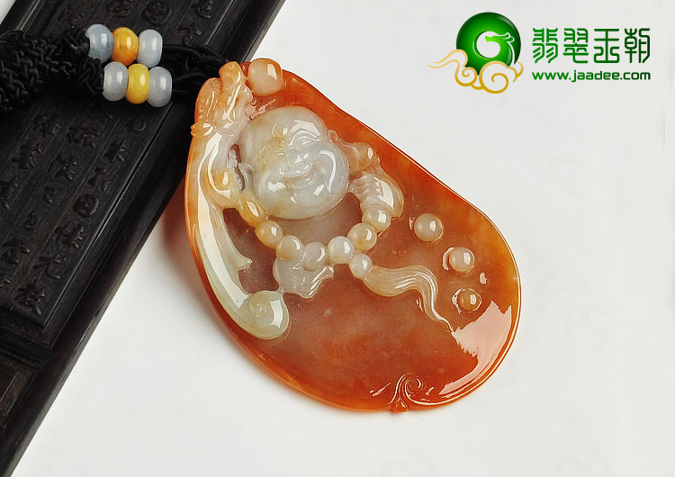 糯冰种红黄翡缅甸翡翠A货玉佛挂件