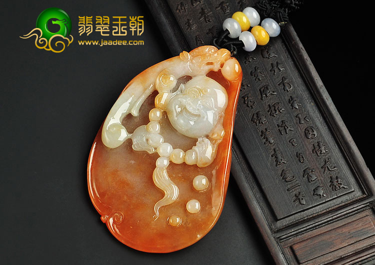 糯冰种红黄翡缅甸翡翠A货玉佛挂件