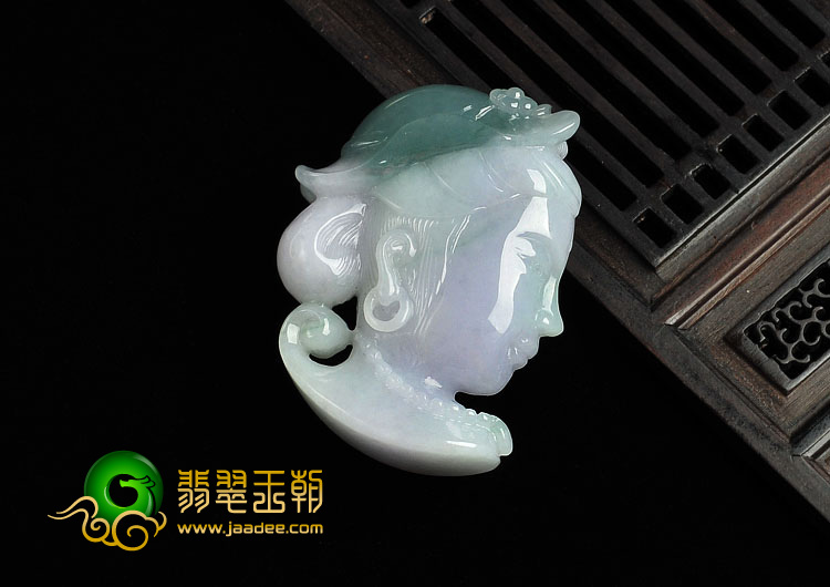 糯冰种晴水紫罗兰缅甸翡翠A货美女头挂件