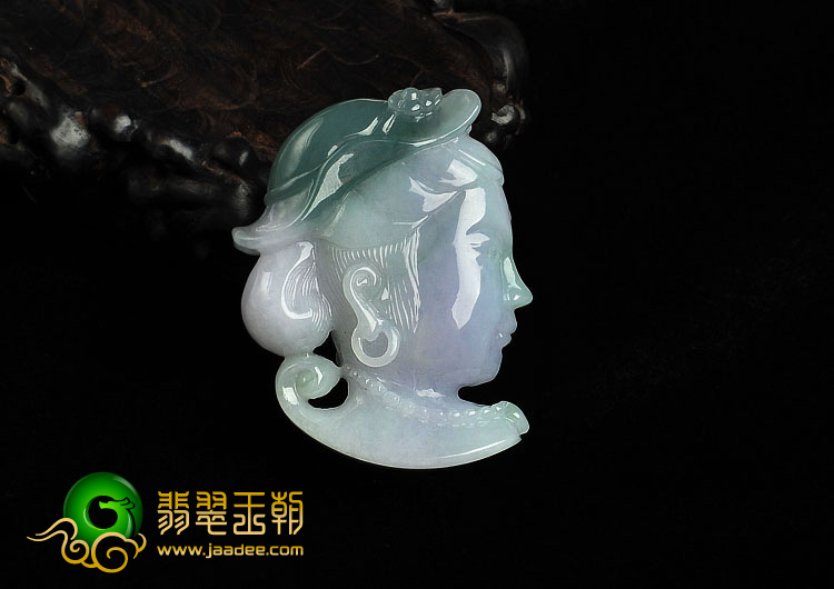 糯冰种晴水紫罗兰缅甸翡翠A货美女头挂件