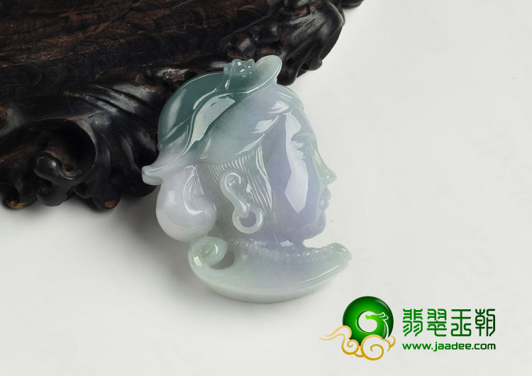 糯冰种晴水紫罗兰缅甸翡翠A货美女头挂件